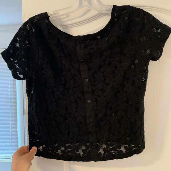 Black lace crop top - Picture 3 of 5